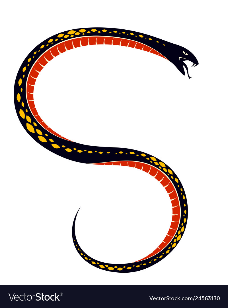 Venomous snake vintage tattoo drawing Royalty Free Vector