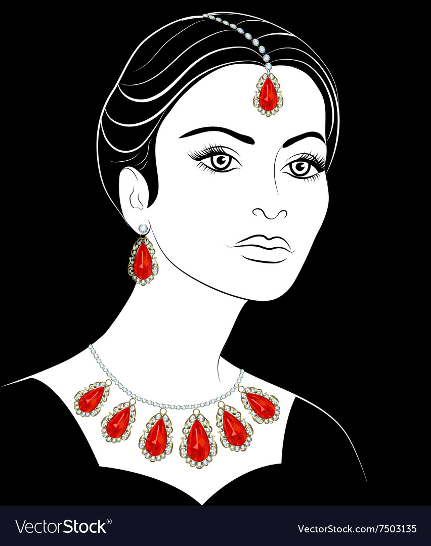 Girl with jewelry Royalty Free Vector Image - VectorStock