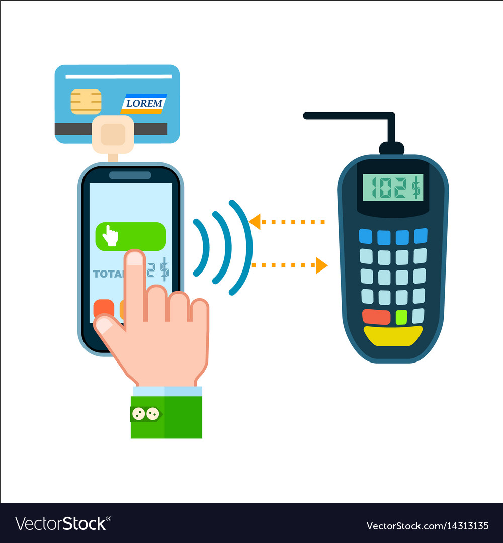 Mobile Money Transferring Concept In Flat Design Vector Image