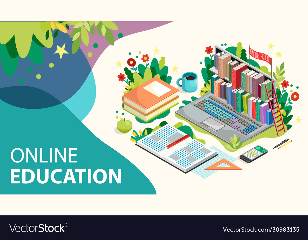 Online learning concept education Royalty Free Vector Image