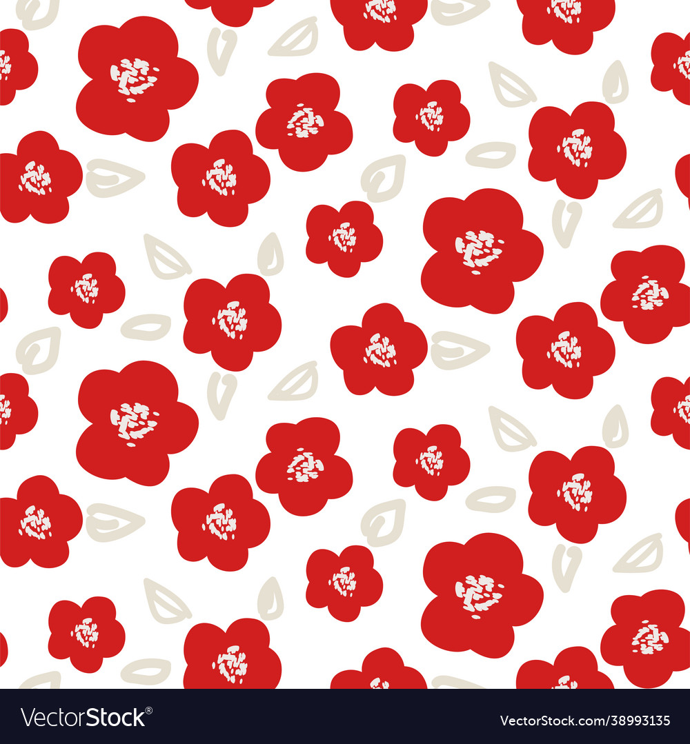 Red poppy vintage style flowers background Vector Image