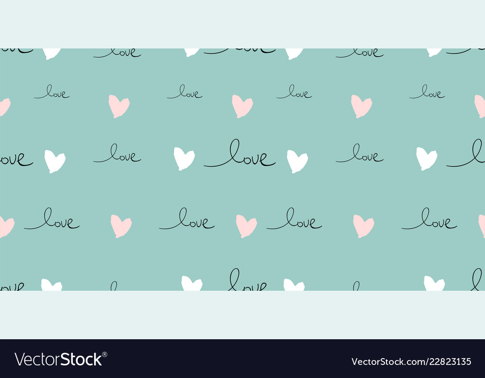 Romantic seamless pattern with hand written words vector image Romantic seamless pattern with hand written words