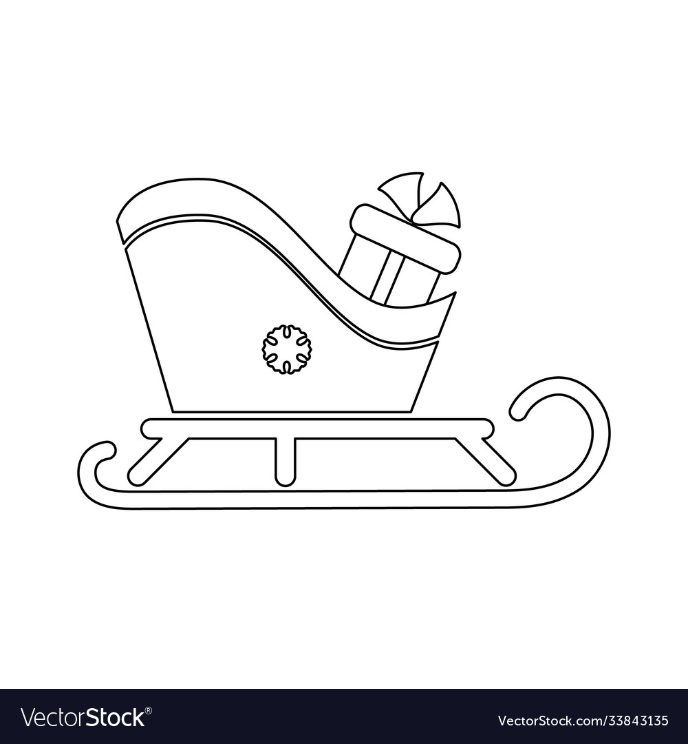 Sled icon flat outline Royalty Free Vector Image