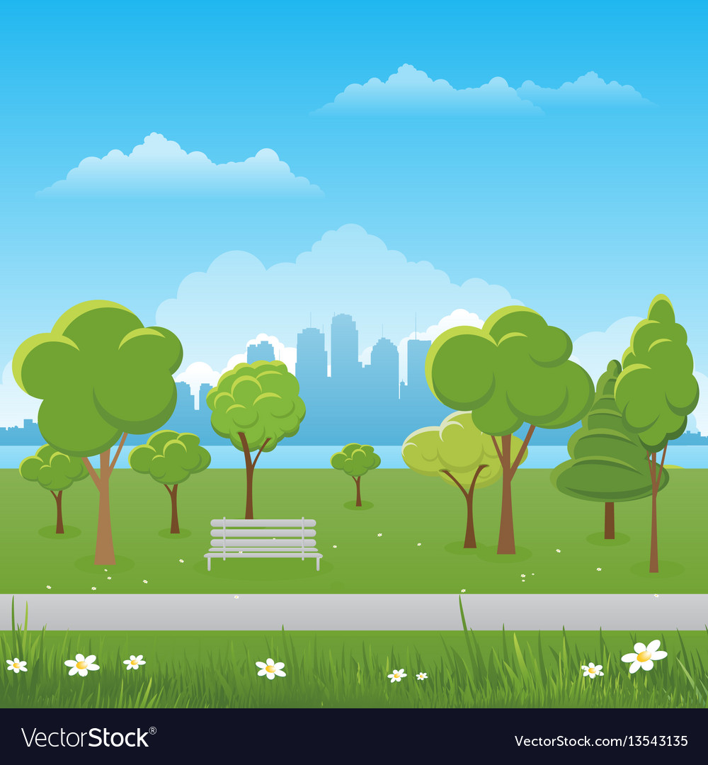 Spring landscape background public park Royalty Free Vector