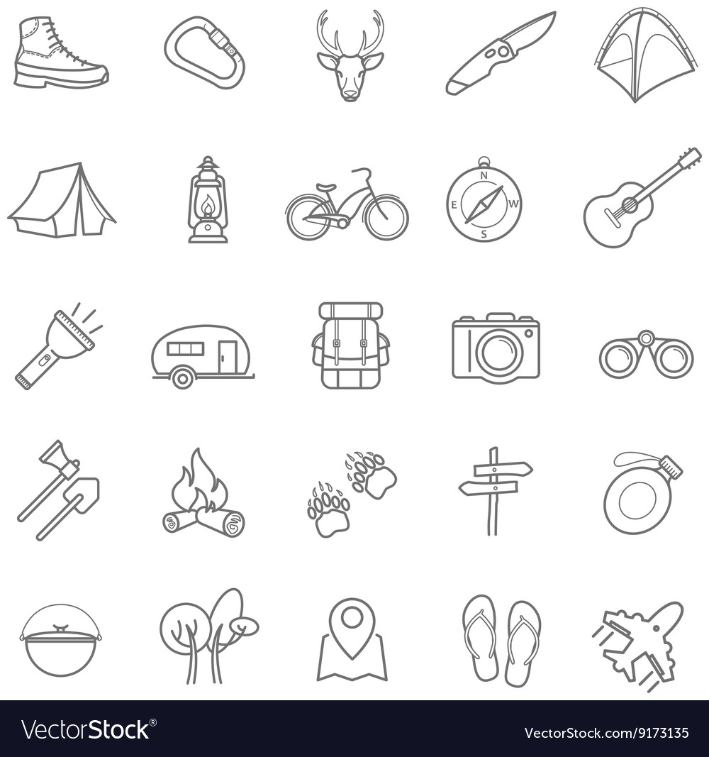 Summer camping icons set Royalty Free Vector Image