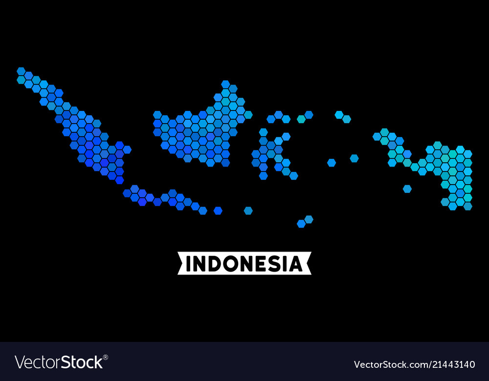 Blue hexagon indonesia map Royalty Free Vector Image