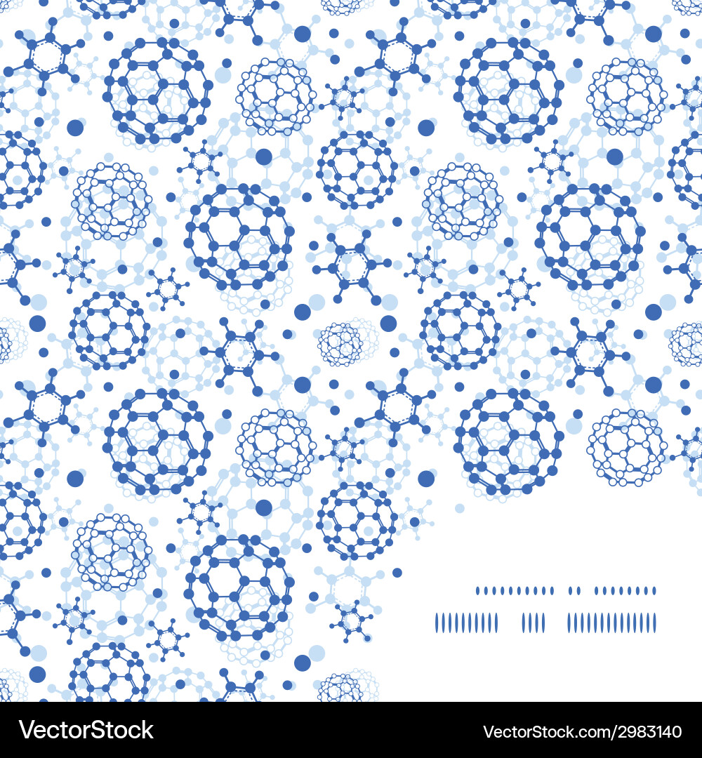 Blue molecules texture frame corner pattern Vector Image