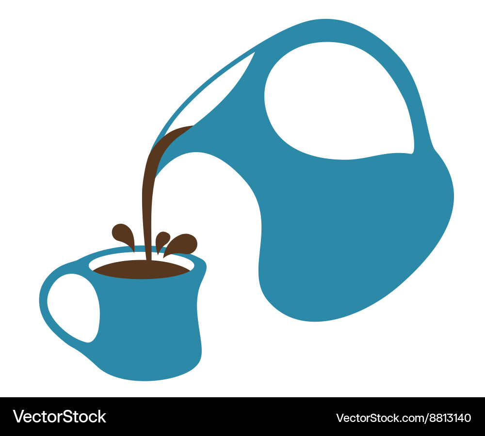 Coffee pouring from a jug into cup Isolated Vector Image