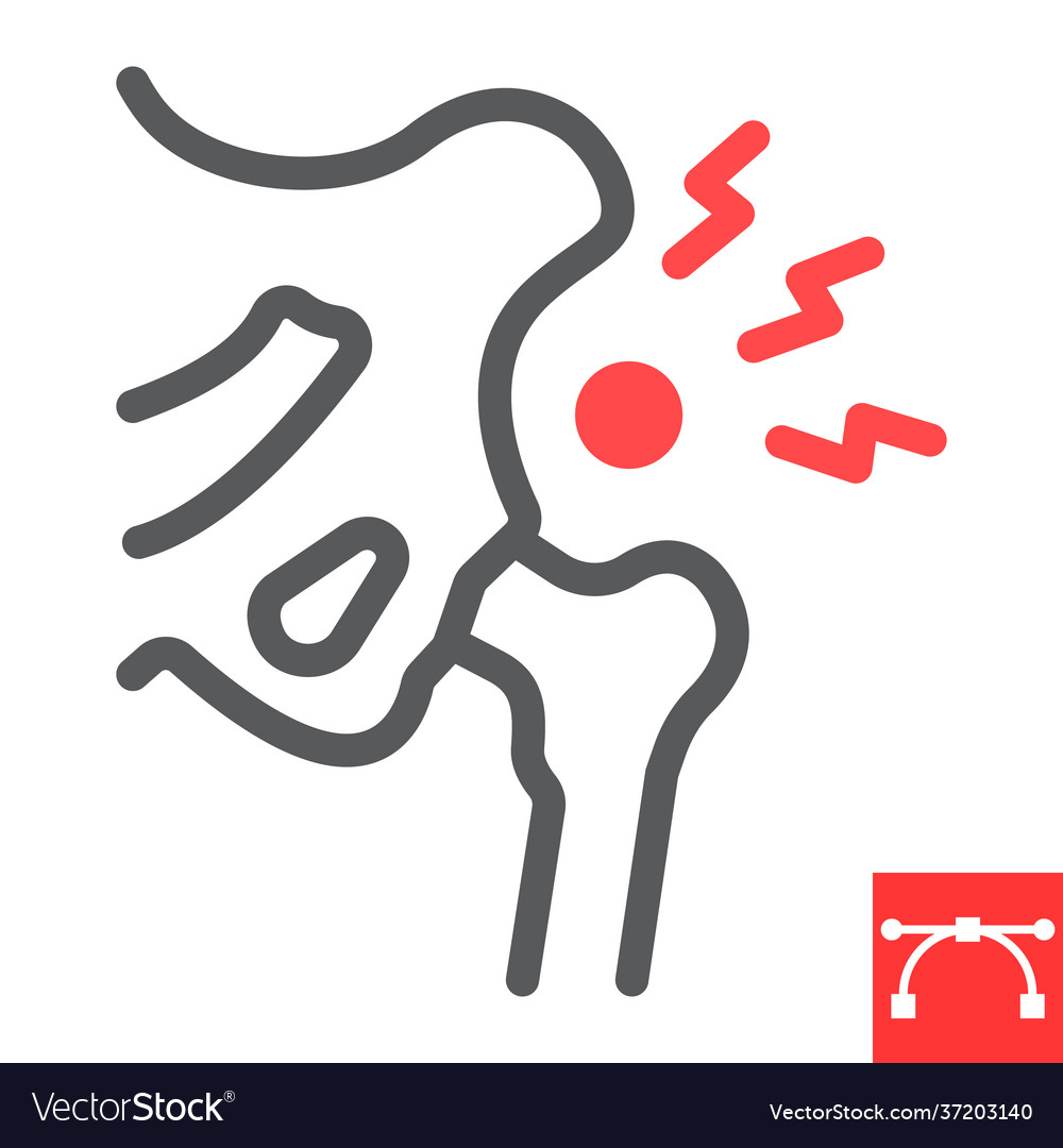 Hip pain line icon osteoarthritis and injury