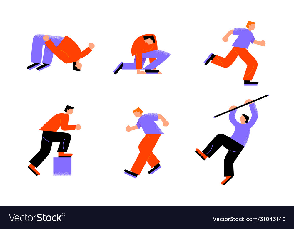 People sportsmen practicing athletics and pole Vector Image