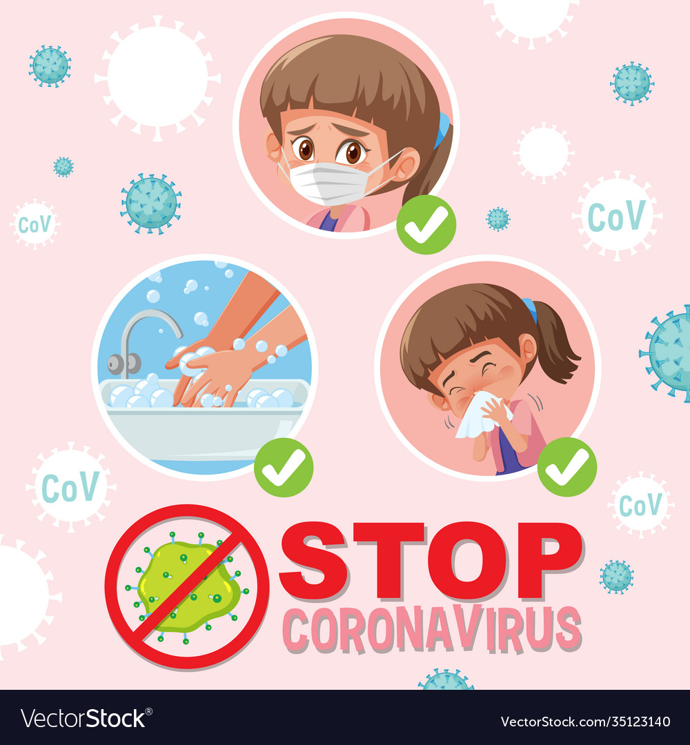 Stoppen Sie Coronavirus mit Mädchen tun Schritt