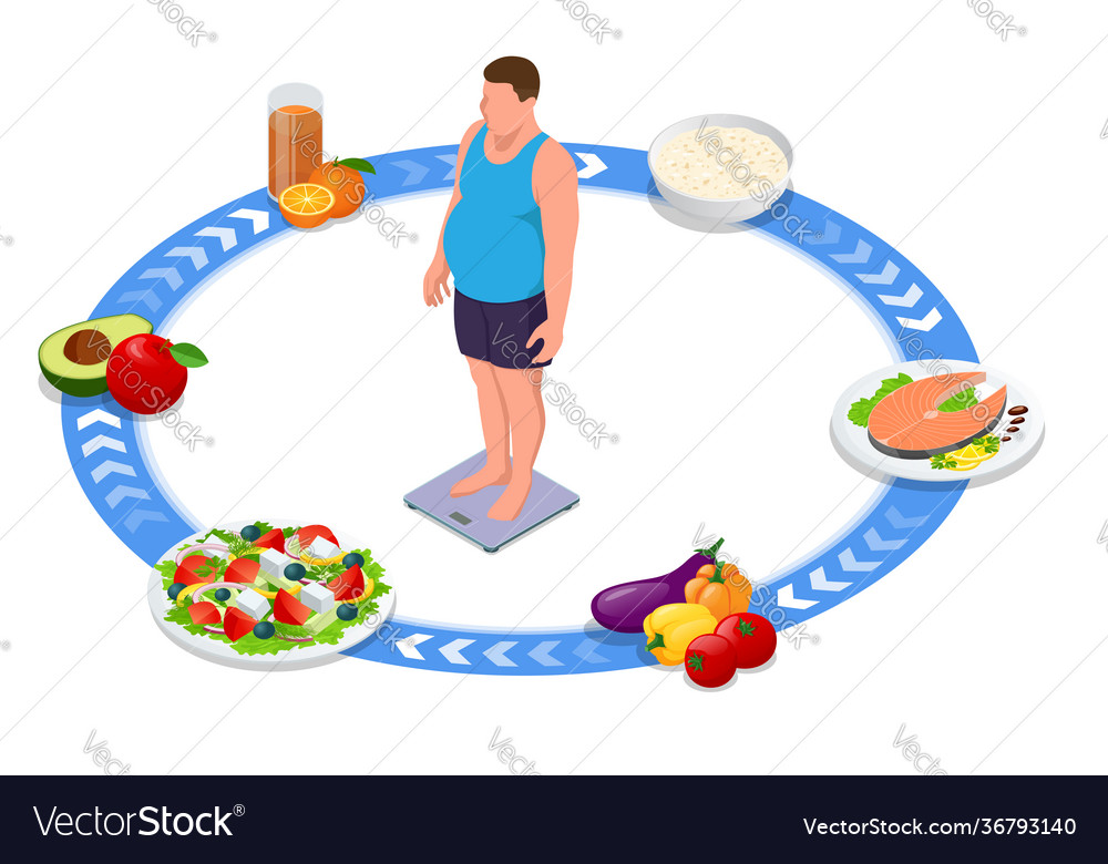 Weight loss isometric healthy fitness food Vector Image