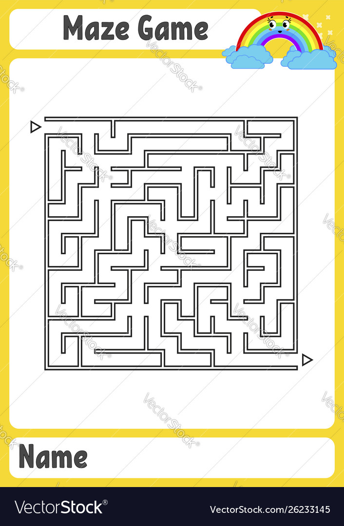 Abstract square maze kids worksheets activity Vector Image