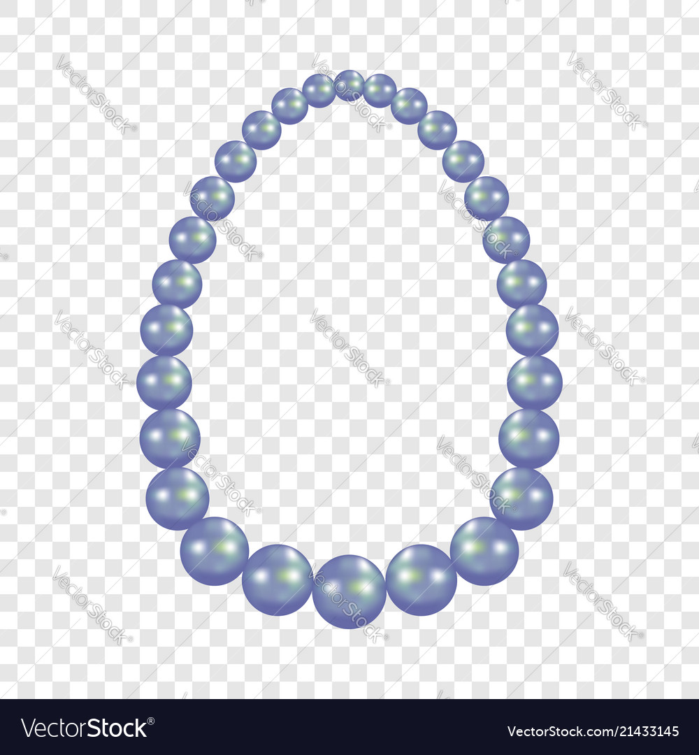 Blue pearl necklace mockup realistic style Vector Image