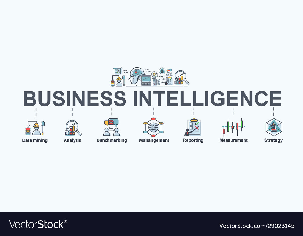 Business Intelligence Banner Web Icon Royalty Free Vector