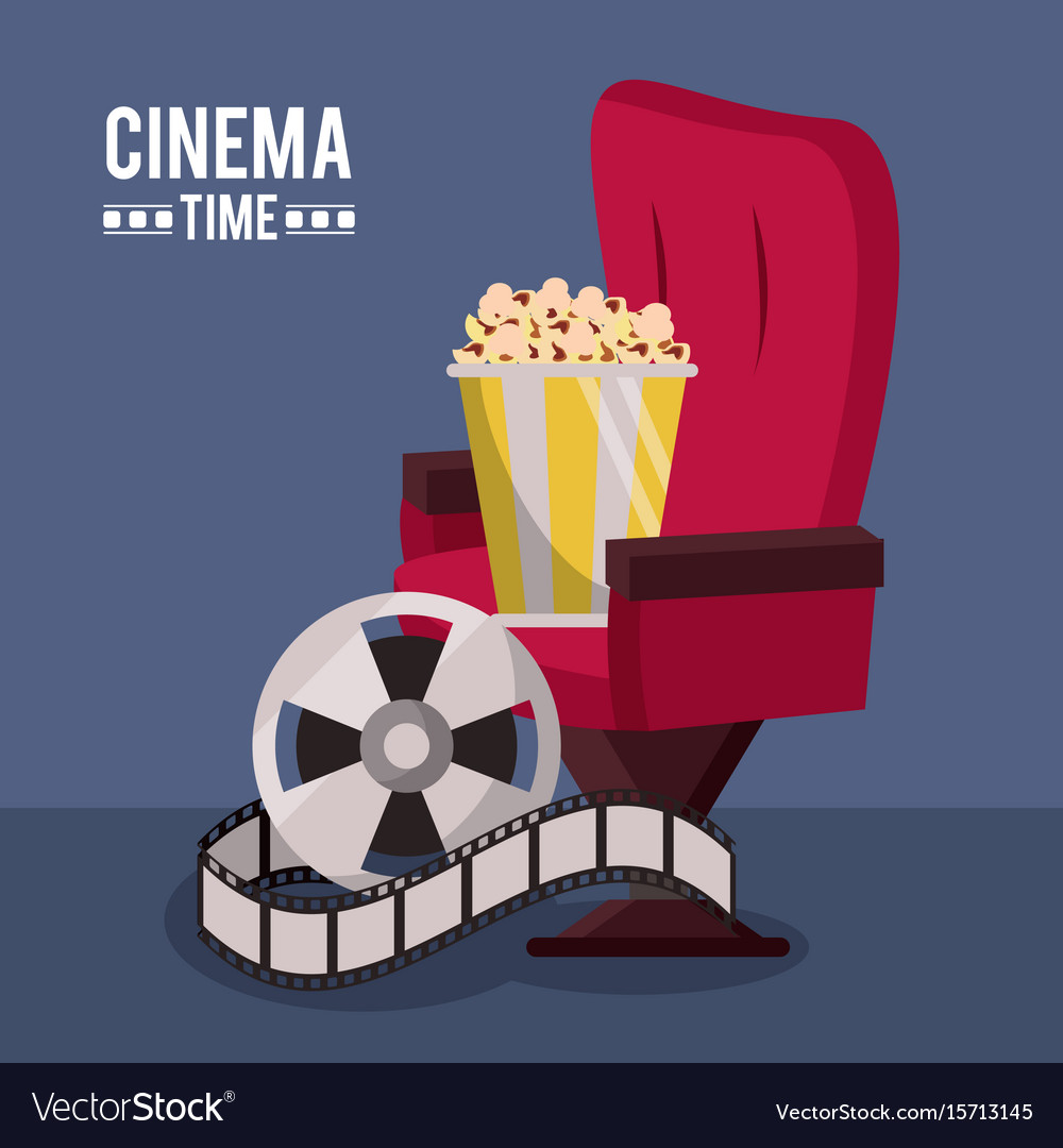 Colorful poster of cinema time with chair