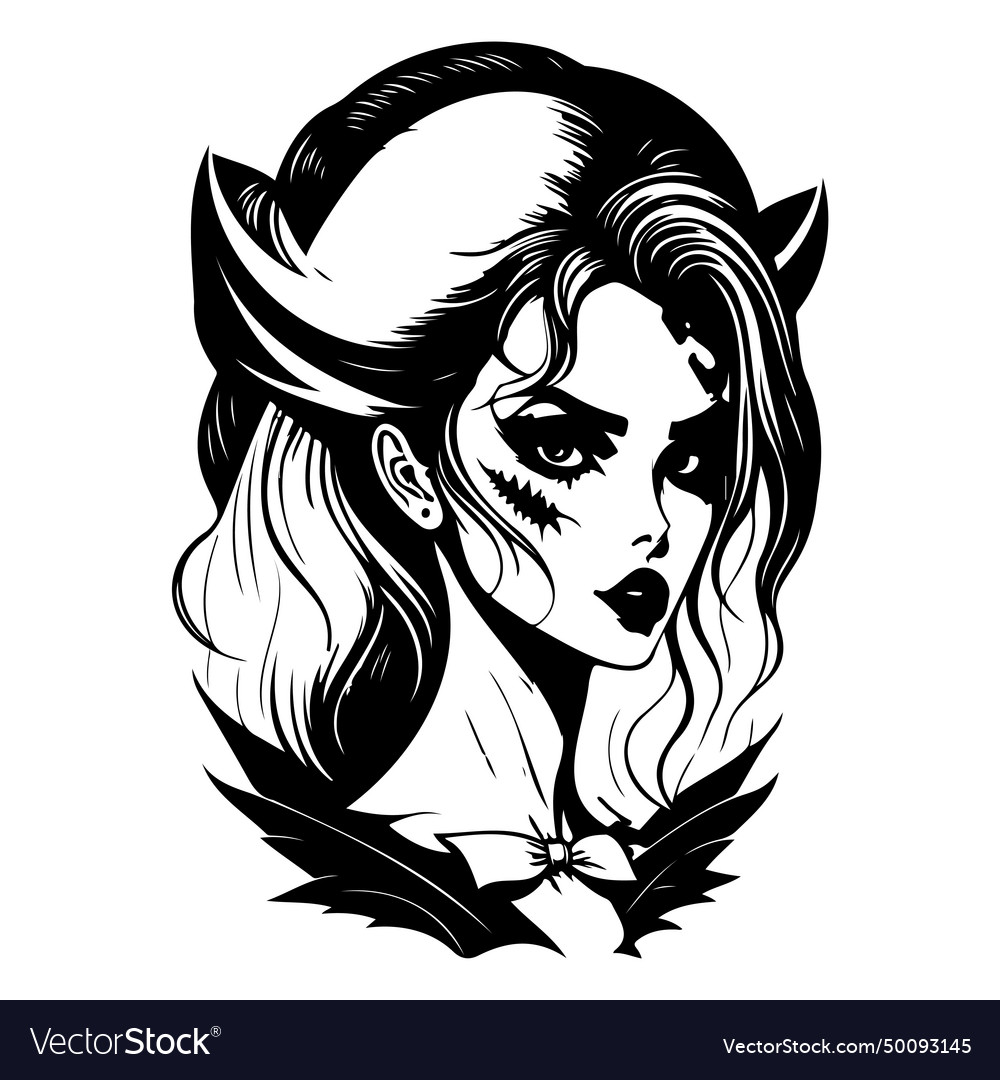 Halloween beautiful girl vampire scary sketch draw