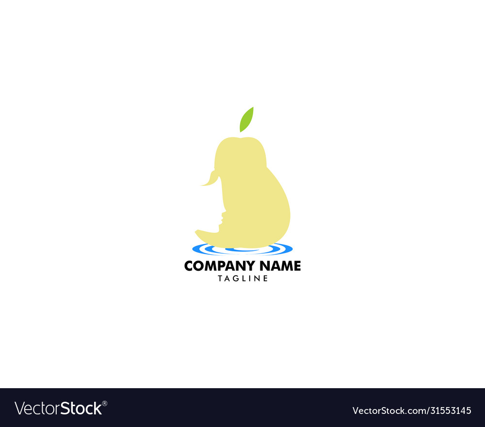 Pear fruit with woman face logo template design