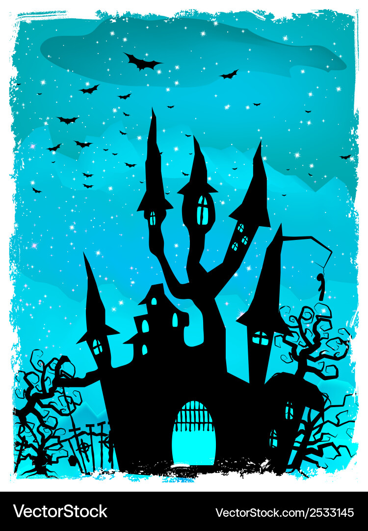 Scary halloween castle with copy space eps 10 Vector Image