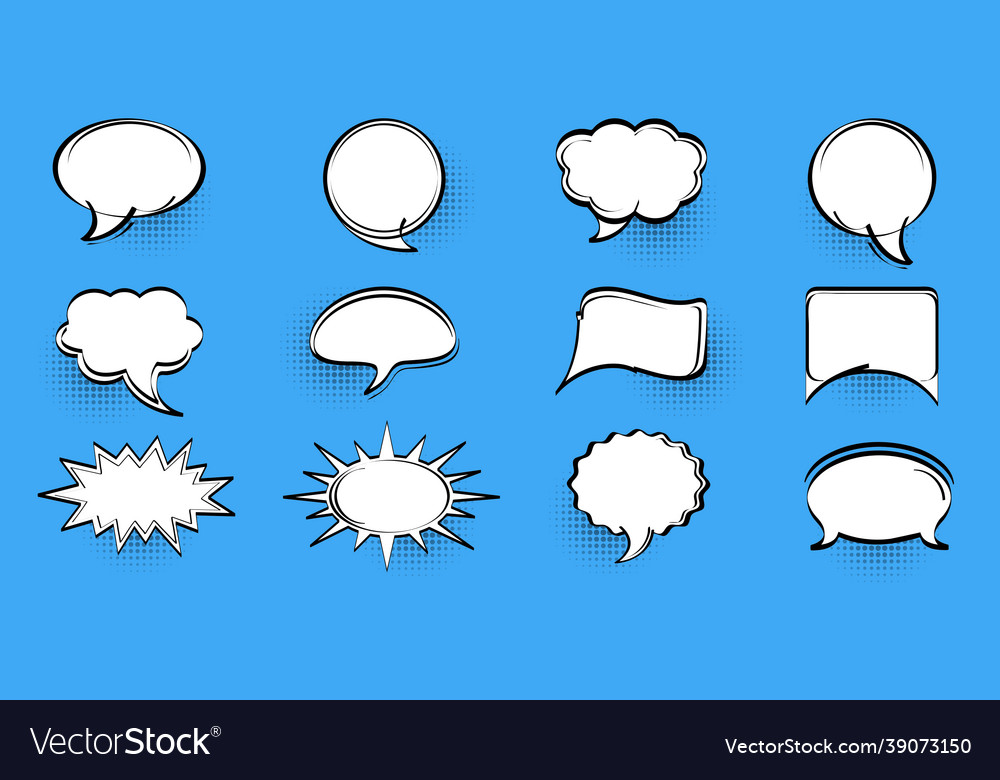 Blank comic bubbles with halftone shadows Vector Image