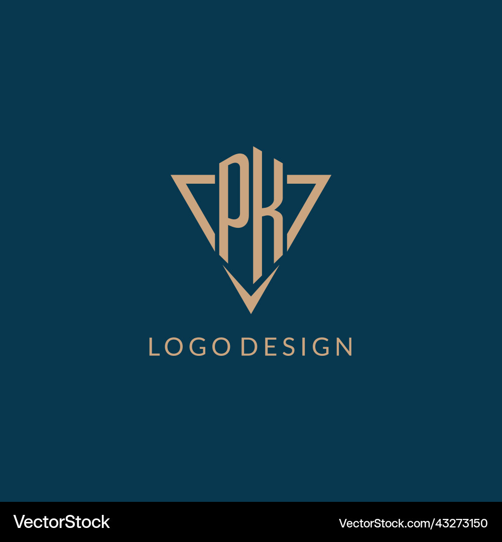 Pk logo initials triangle shape style creative Vector Image