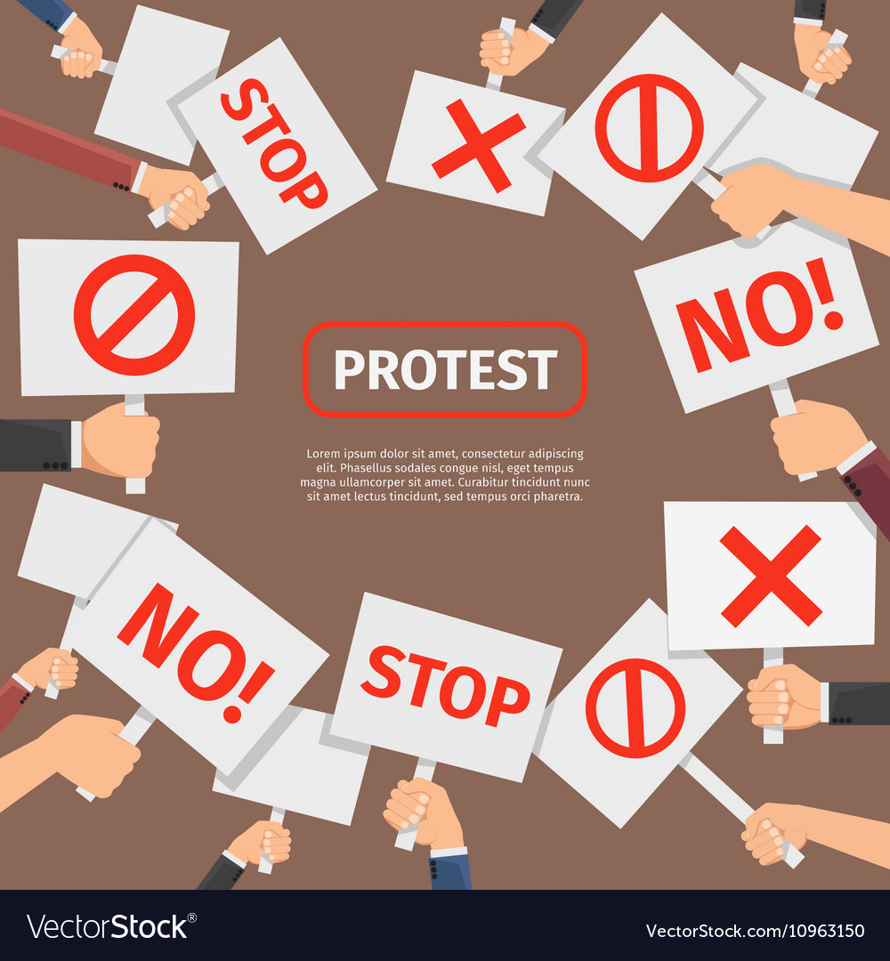Protesters people concept protest signs frame Vector Image