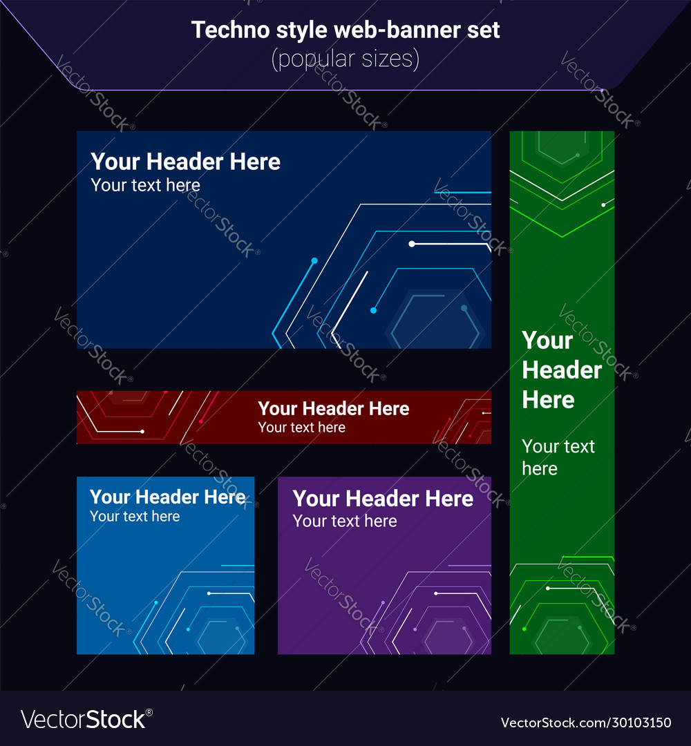 Set web banners in techno electric style vector image Set web banners in techno electric style