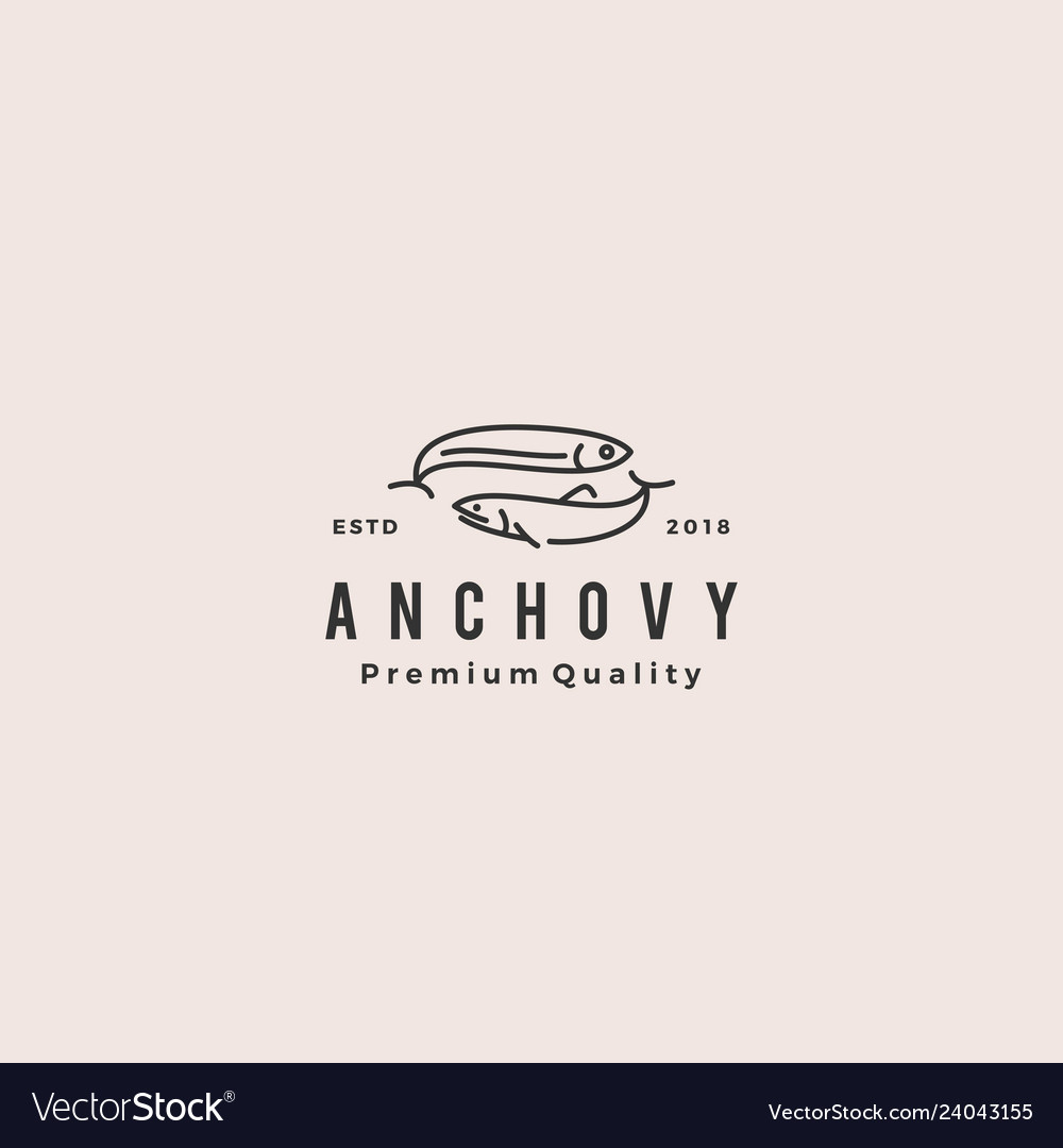 Anchovy fish logo hipster vintage retro label