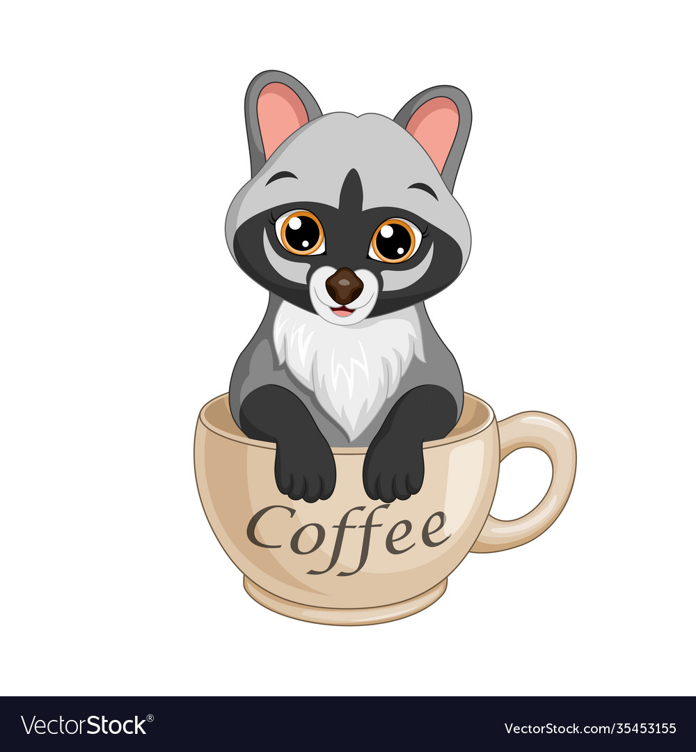 Cartoon Cute Civet In A Coffee Cup Royalty Free Vector Image