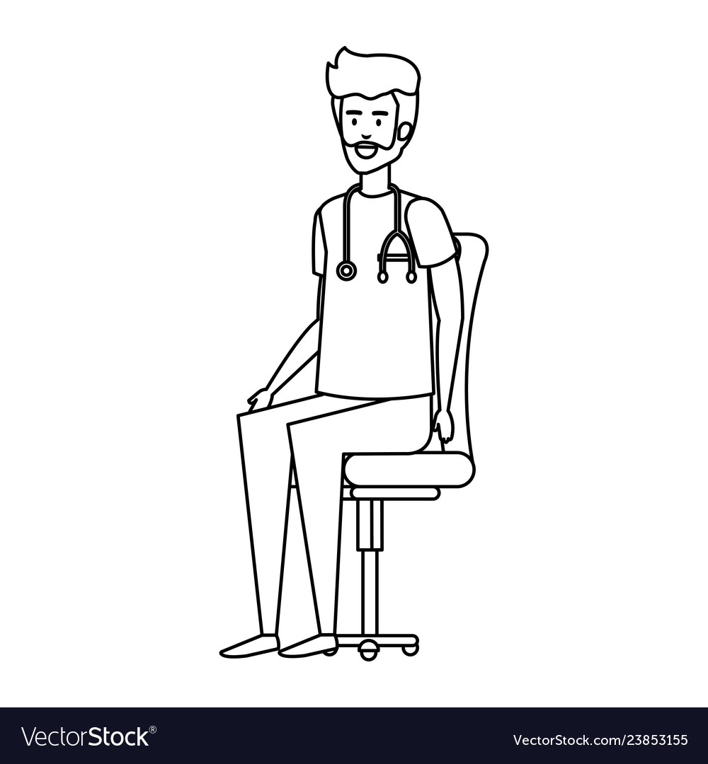 General practitioner sitting in office chair Vector Image