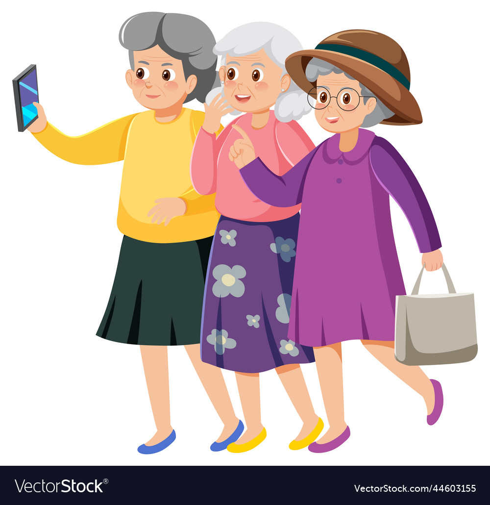 Group of three elderly women shopping Royalty Free Vector