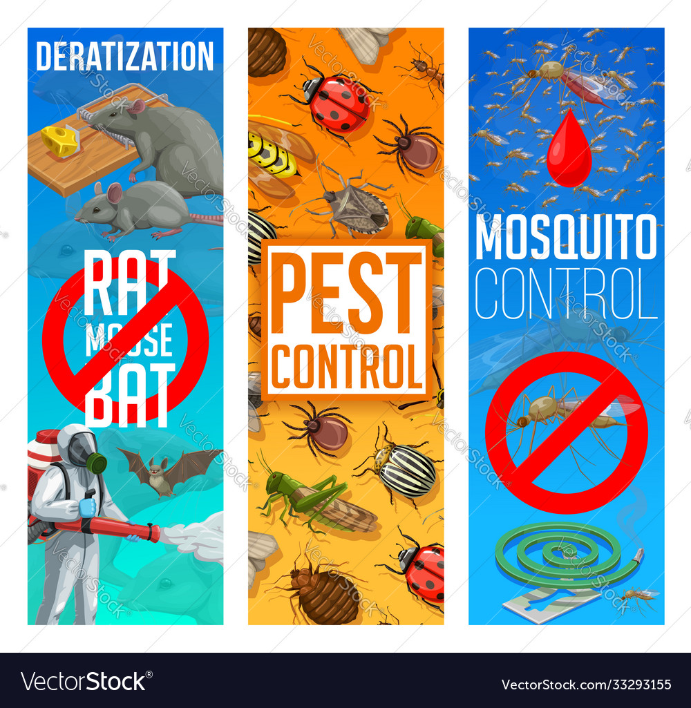 Pest control disinfestation banners set Royalty Free Vector