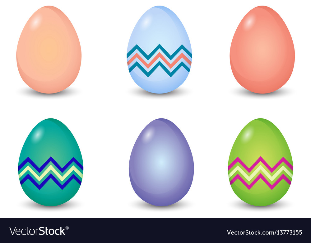 Set of solid and line pattern painted easter eggs