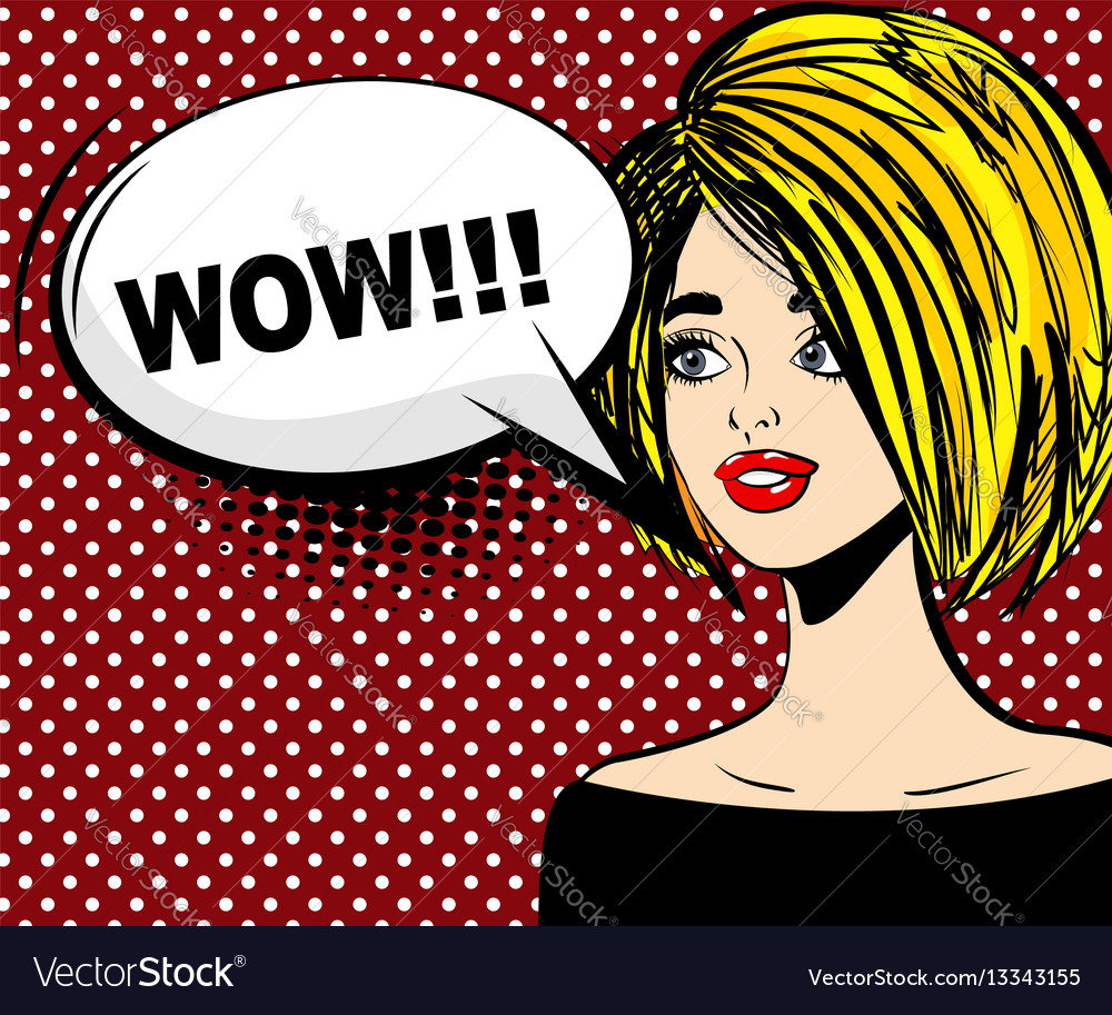 Surprised blonde pop art wow Royalty Free Vector Image