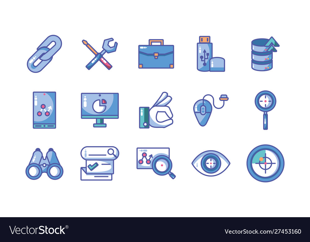 Icons set web development and website Royalty Free Vector