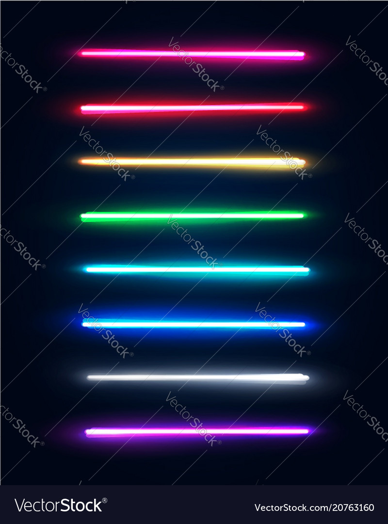 Neon Light Tubes Set Halogen Or Led Light Lamps Vector Image