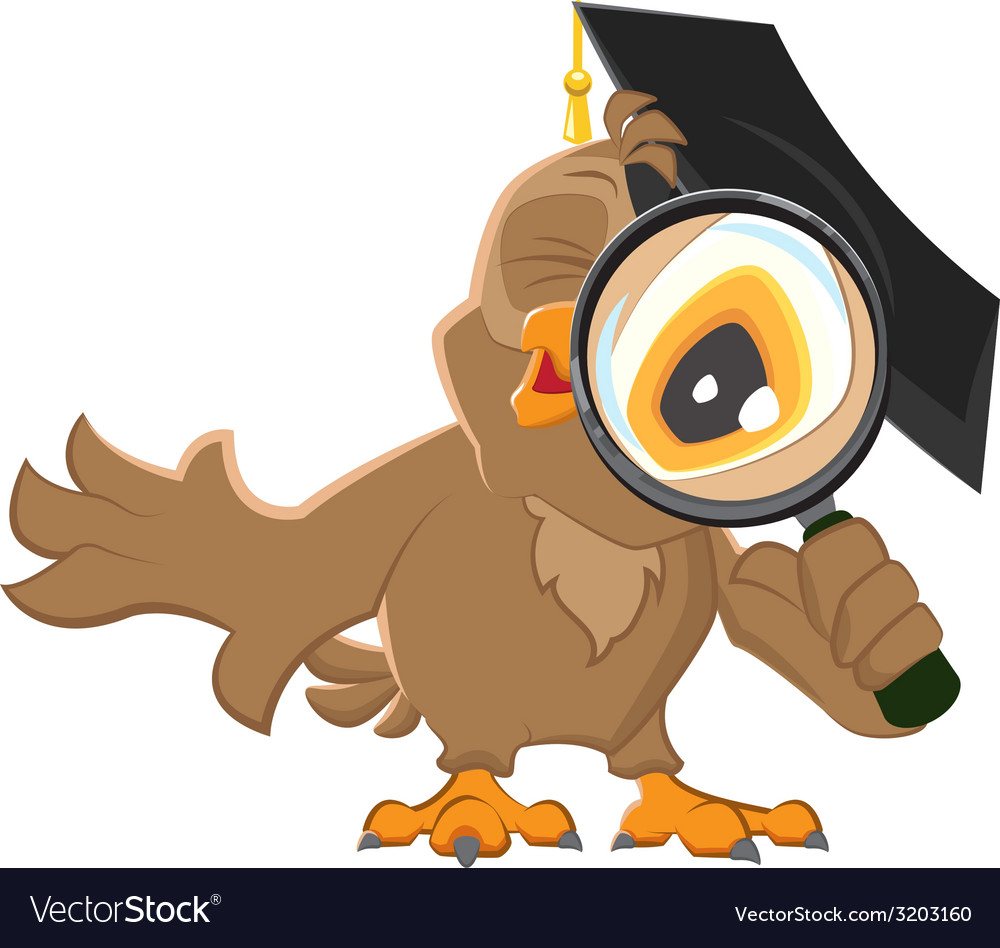 Owl Detective With A Magnifying Glass Vector Cartoon Illustration | My ...