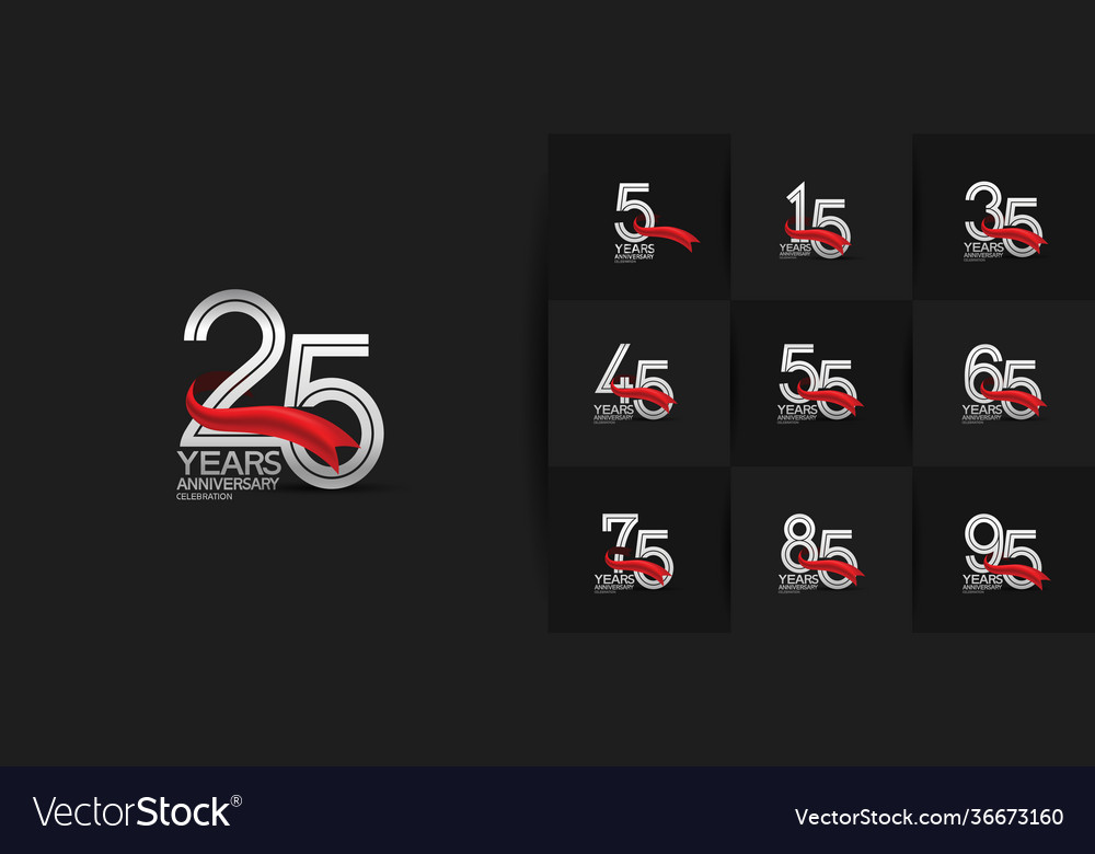 Set anniversary logo style with multiple line Vector Image