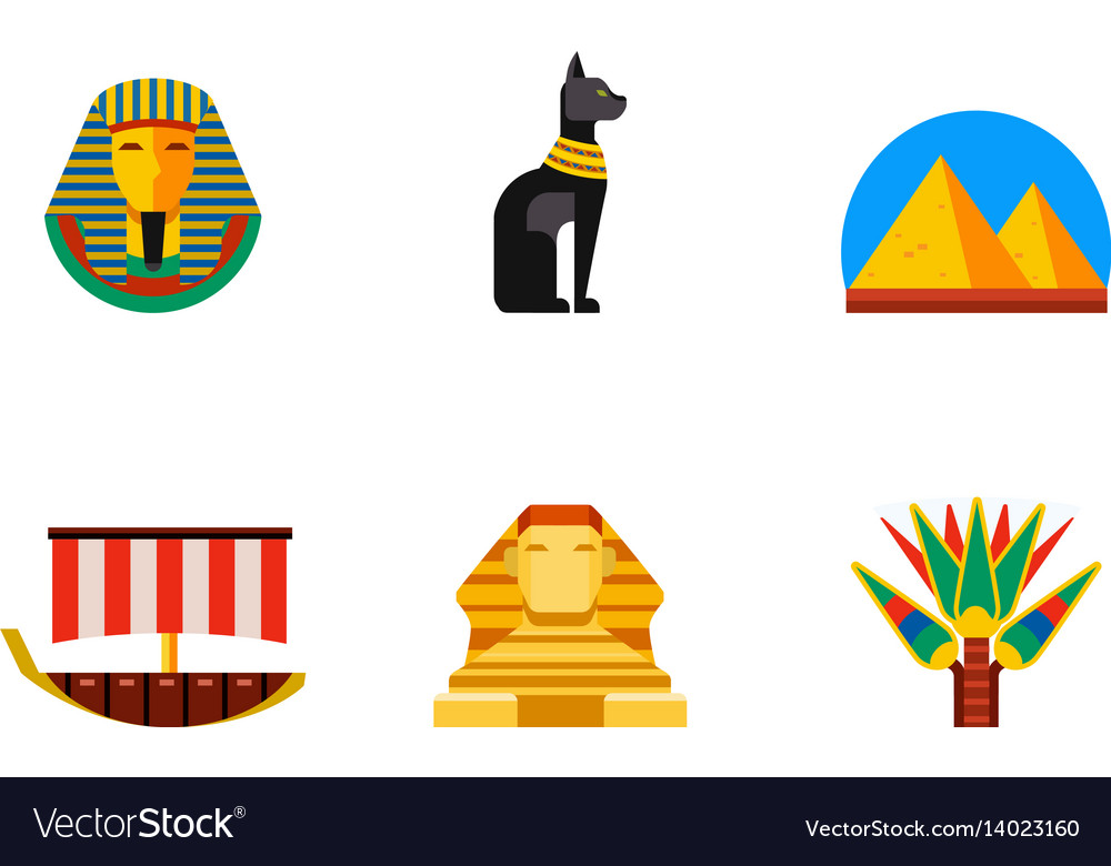 Set of flat design egypt travel icons