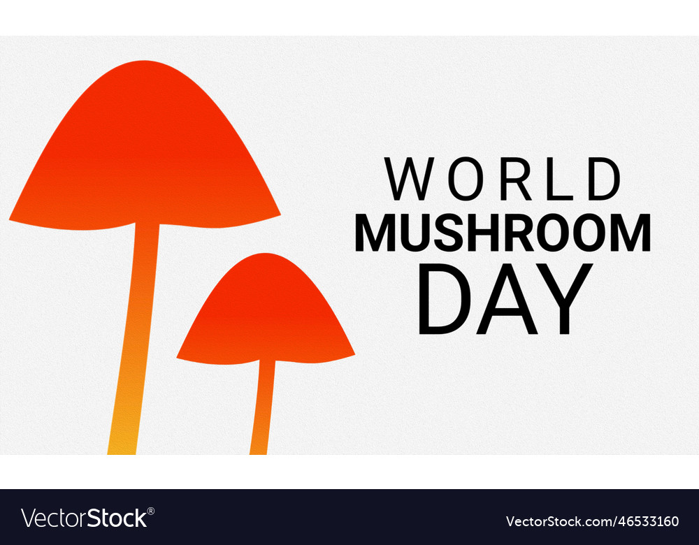 World mushrooms day text with mushroom