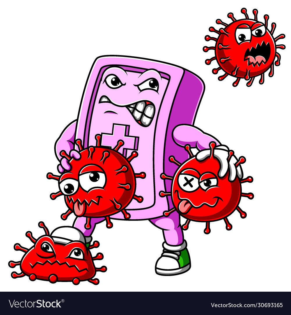 Character angry soap fight coronavirus covid 19 Vector Image