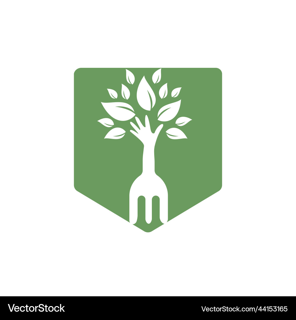 Fork hand tree logo design Royalty Free Vector Image