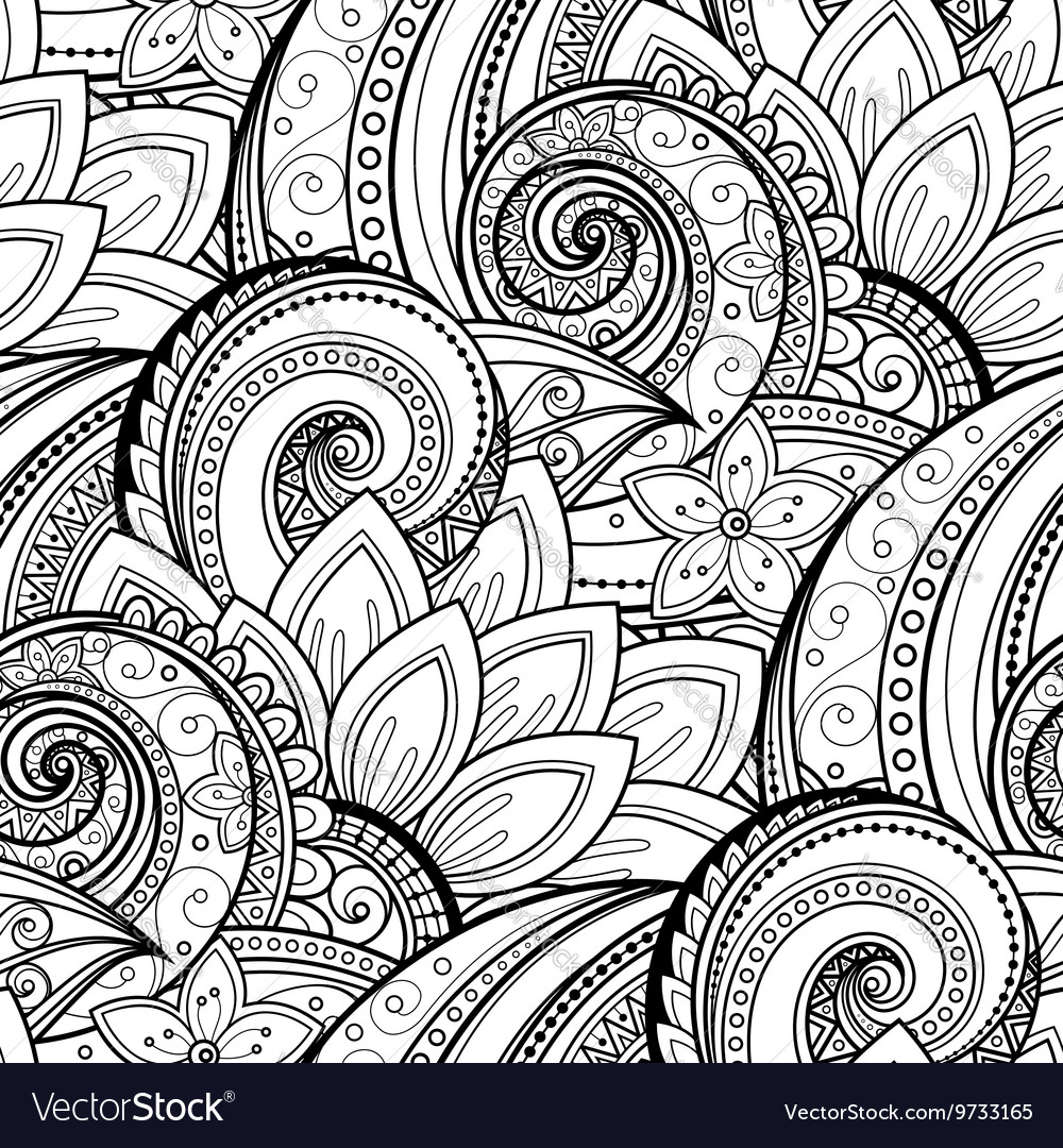 Seamless Monochrome Floral Pattern Royalty Free Vector Image