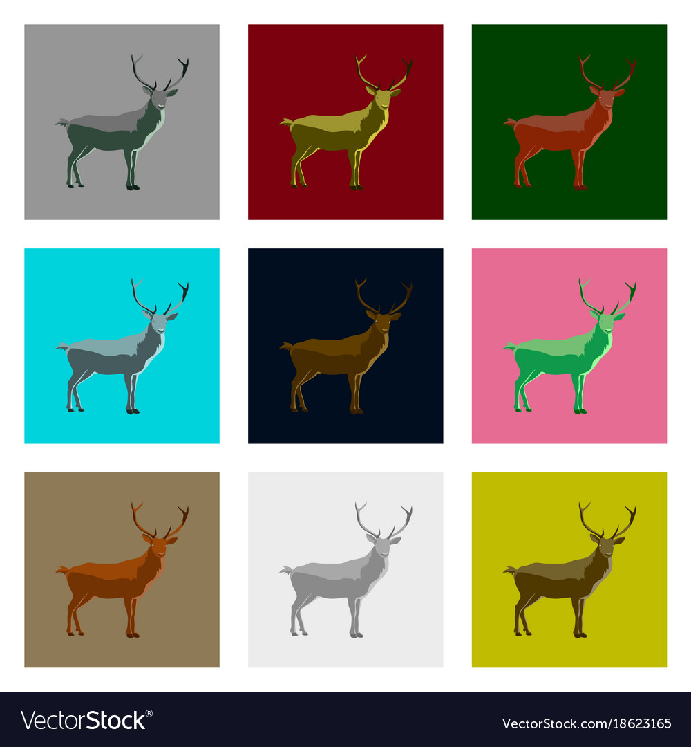 Set of in flat style deer