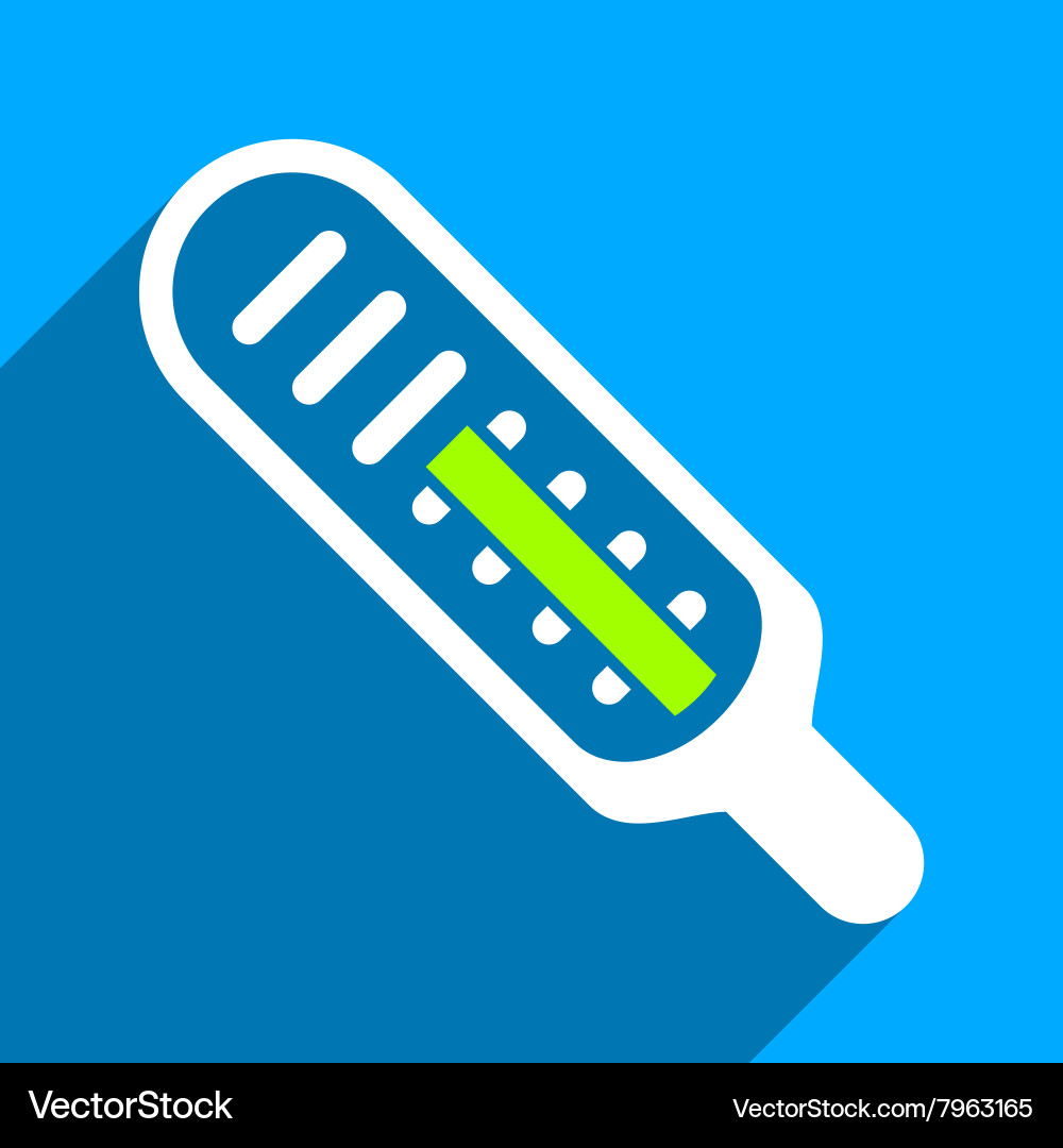 Thermometer flat square icon with long shadow Vector Image