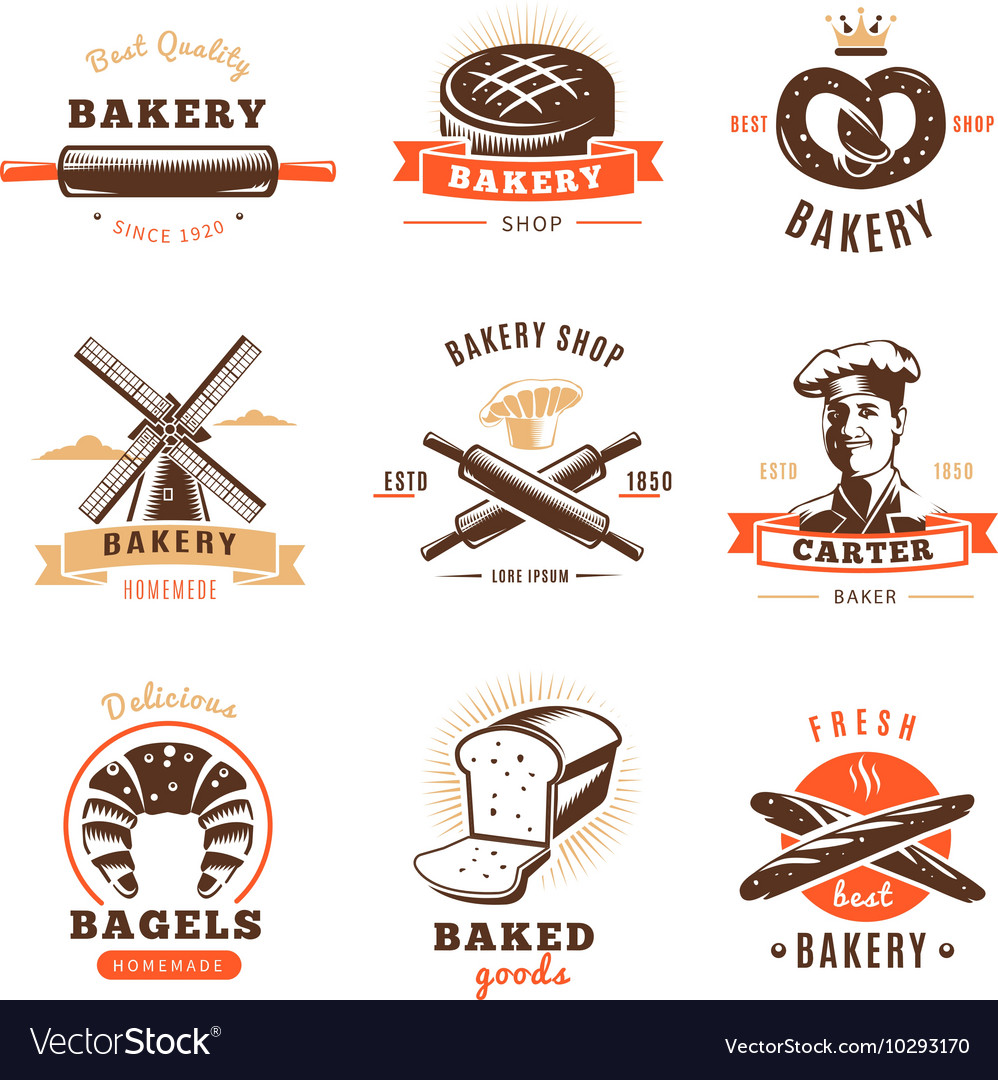 Bakery shop emblem set Royalty Free Vector Image