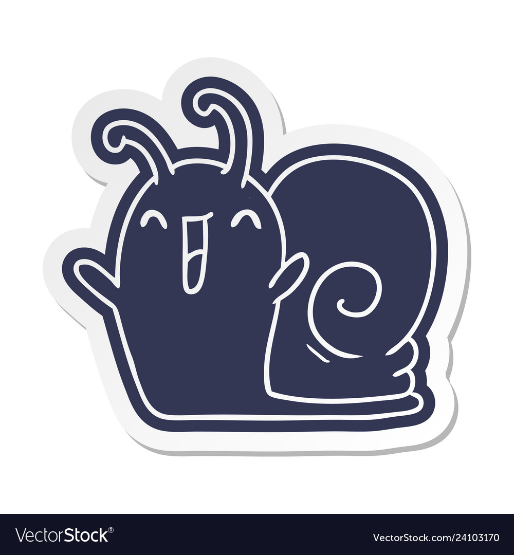 Cartoon Sticker Kawaii Happy Cute Snail Royalty Free Vector 6255