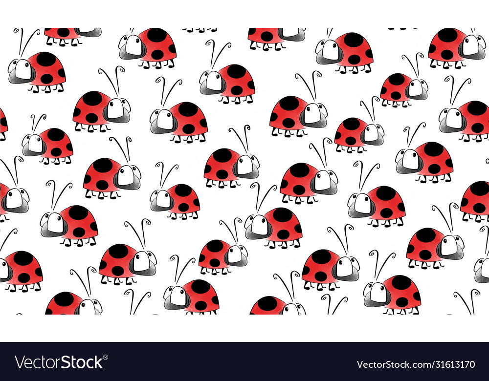 Cartoon style animals insects ladybird Royalty Free Vector