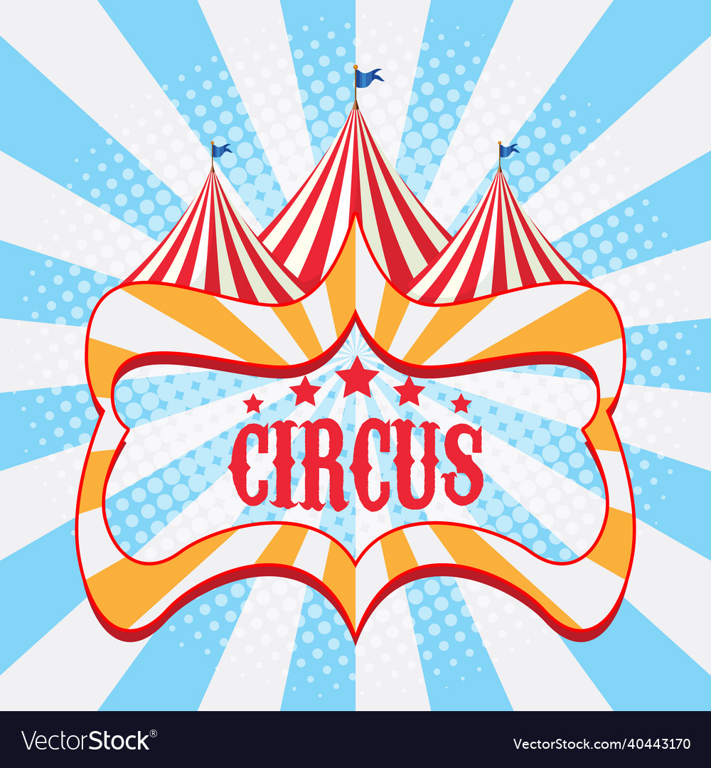 Circus banner design on bright blue rays