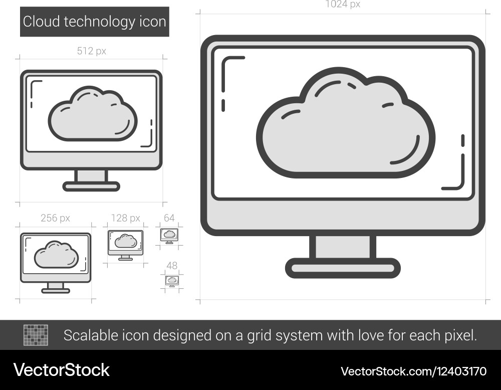 Cloud technology line icon Royalty Free Vector Image